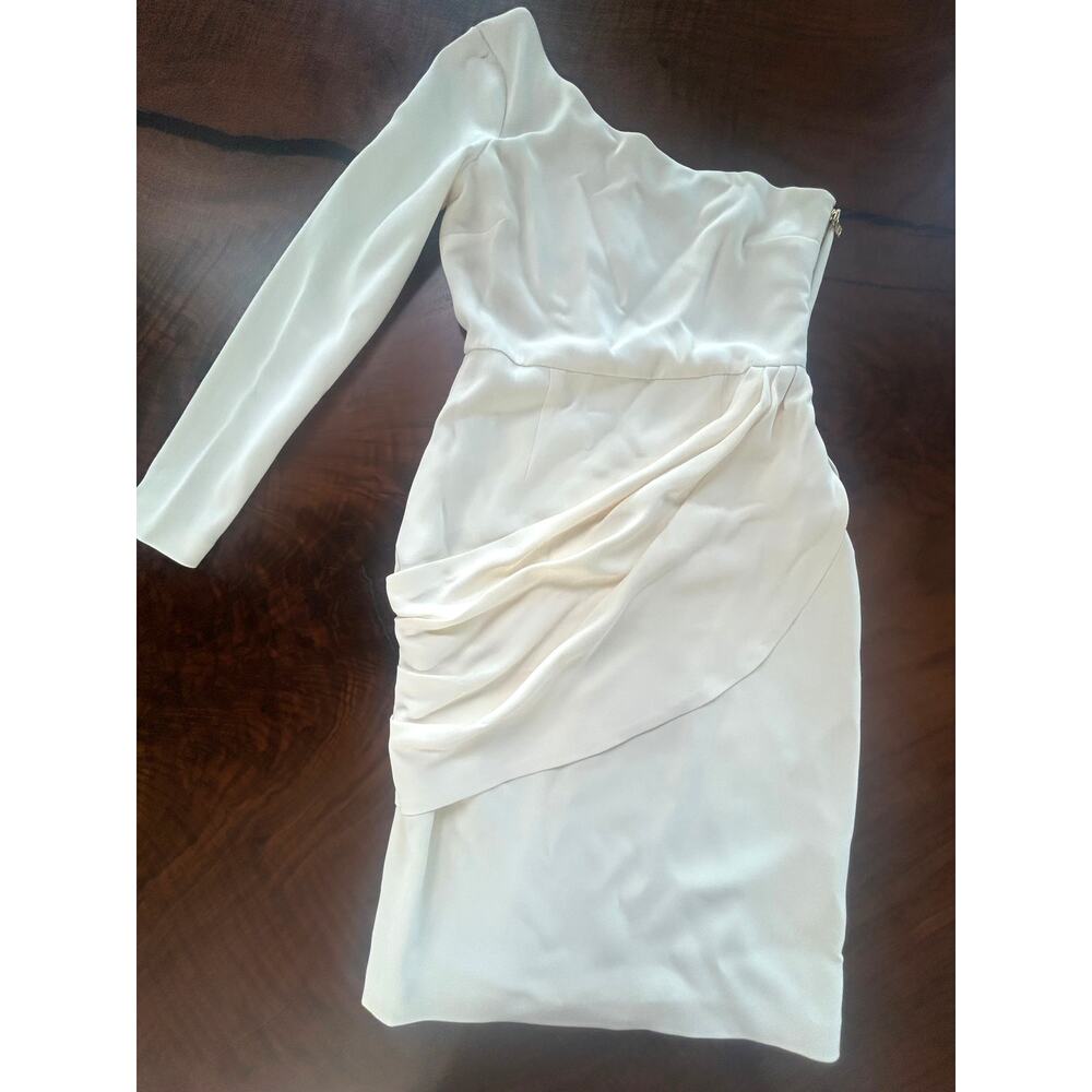 Archival Alice + Olivia Ivory One-Shoulder Draped Mini Dress - AS IS